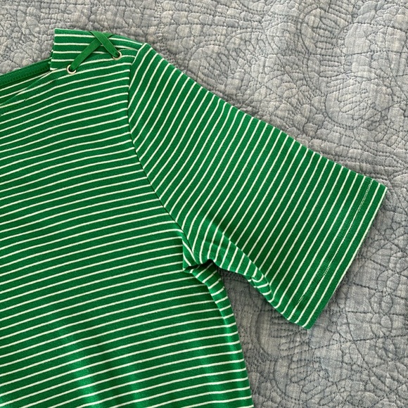 Kelly Green and White Striped Top. Size Medium - Picture 6 of 6